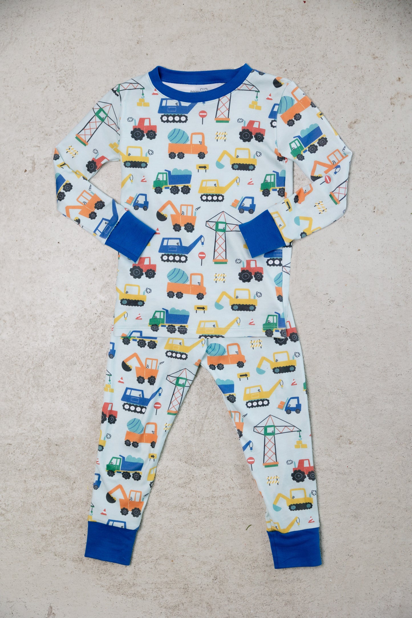 construction mint long sleeve pajama set