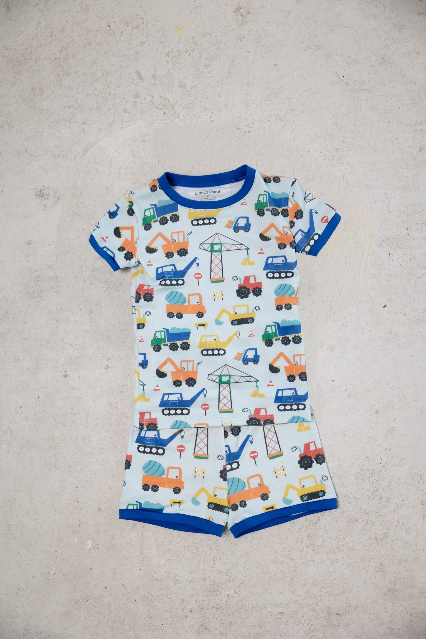 construction mint short sleeve pajama set