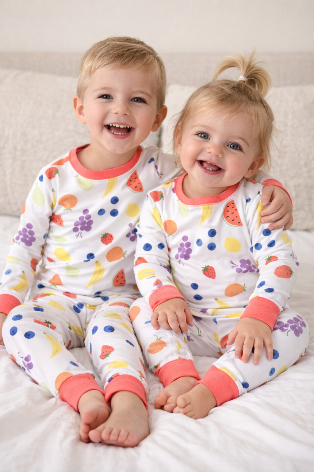 vitamin c coral long sleeve pajama set