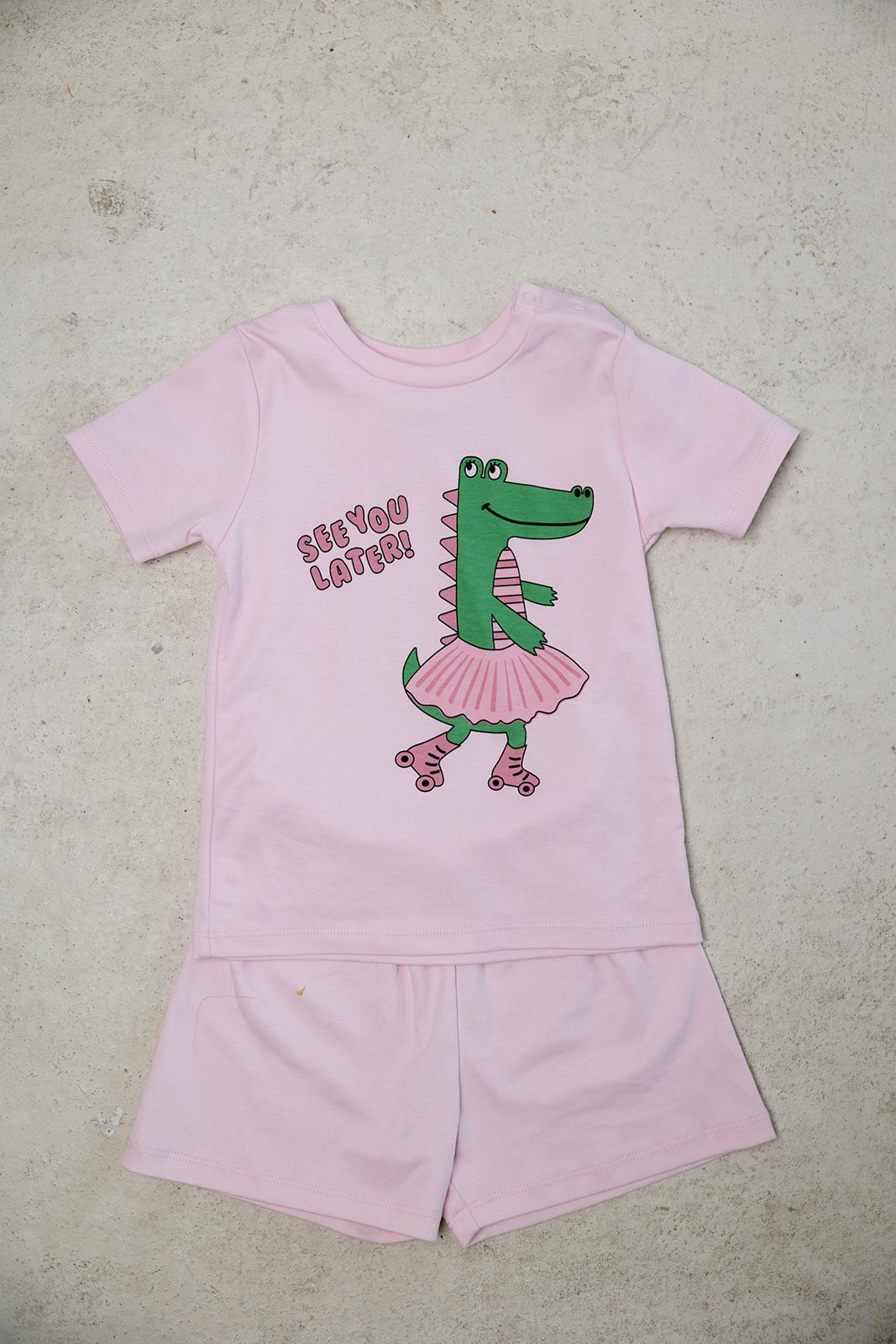 alligator pink short set