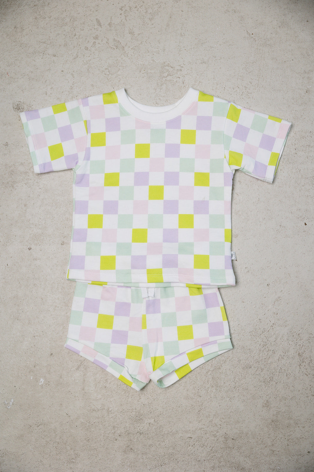 multi-checkered short set