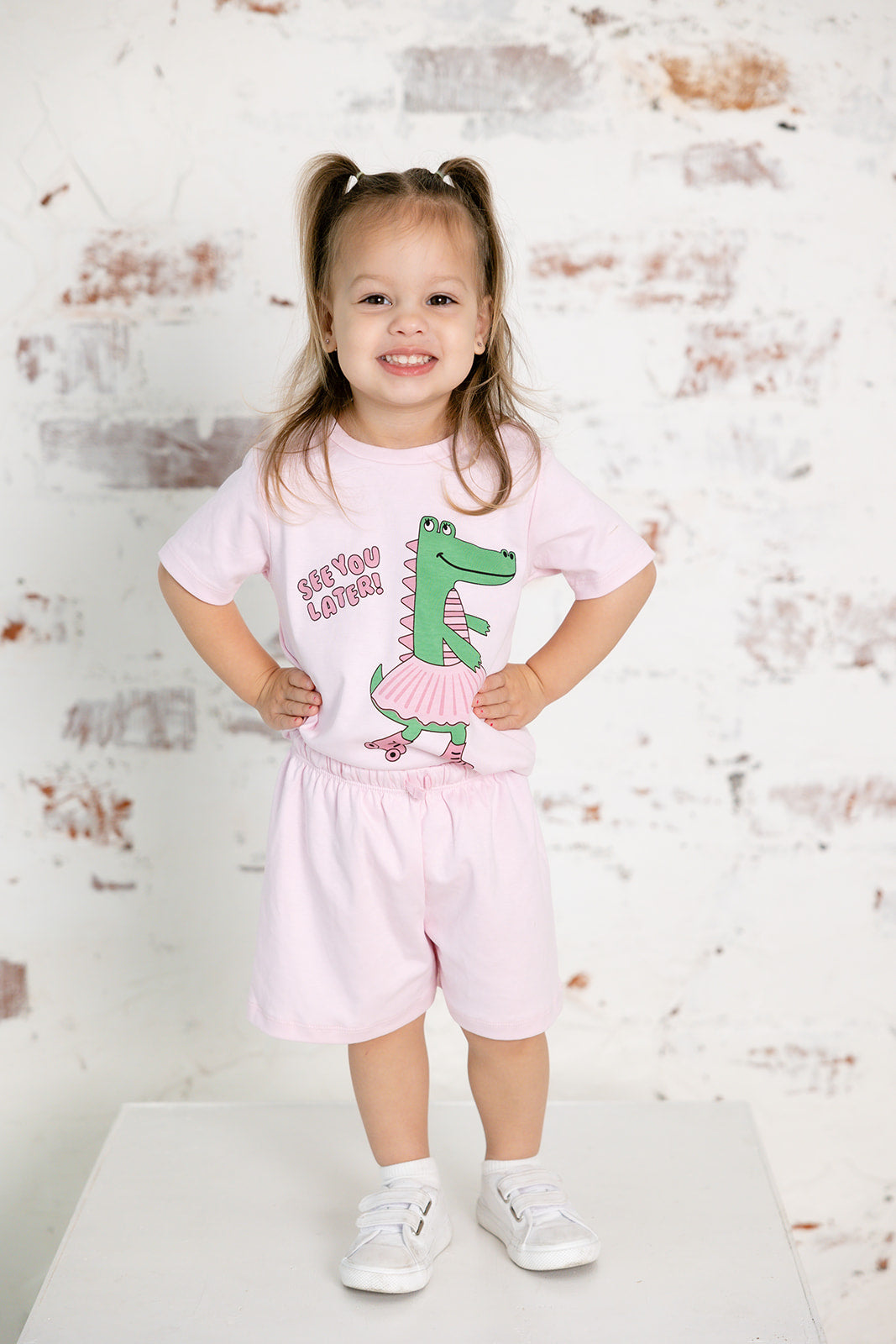 alligator pink short set