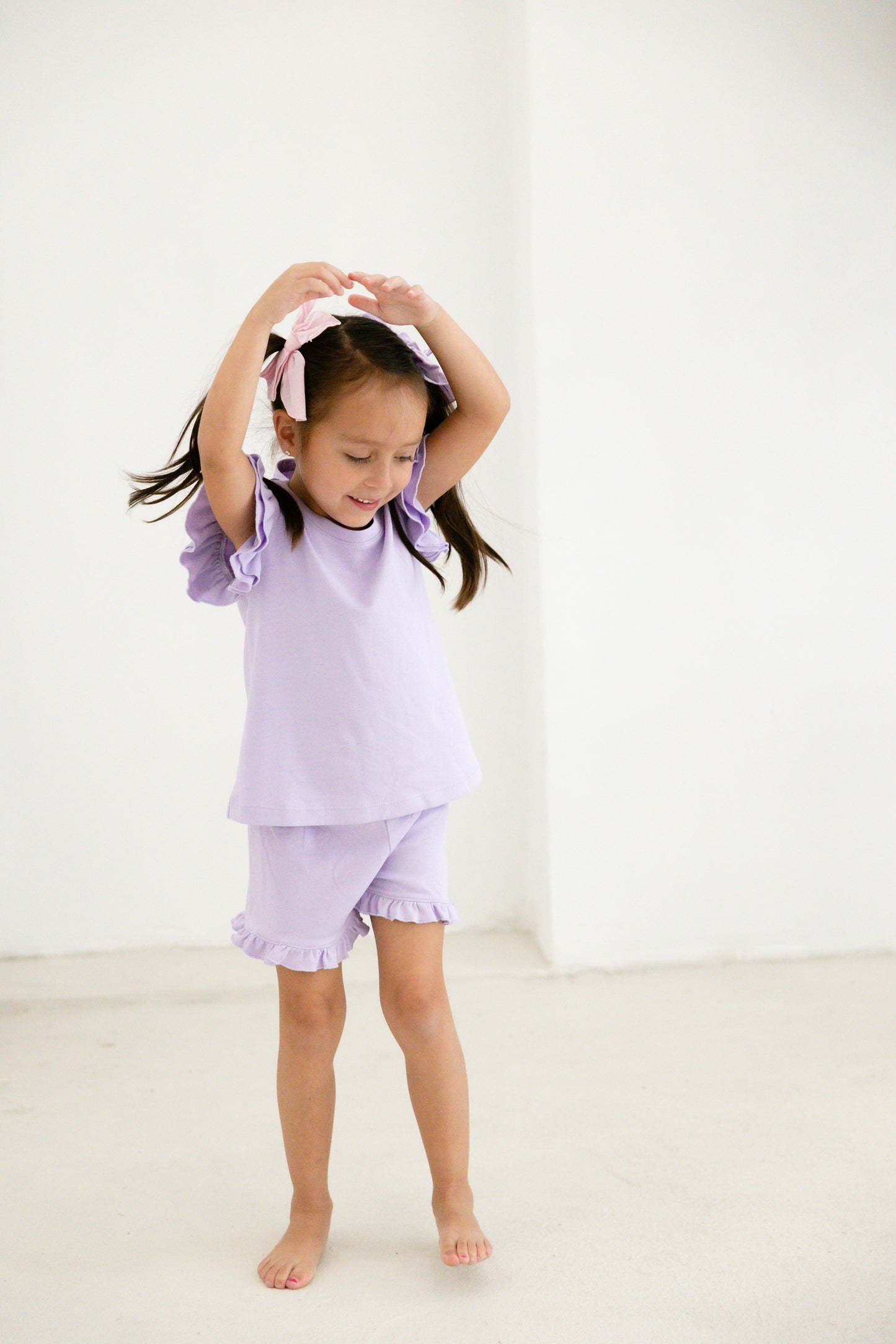 lavender ruffle short set