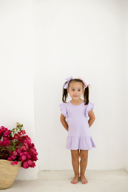 lavender ruffle dress