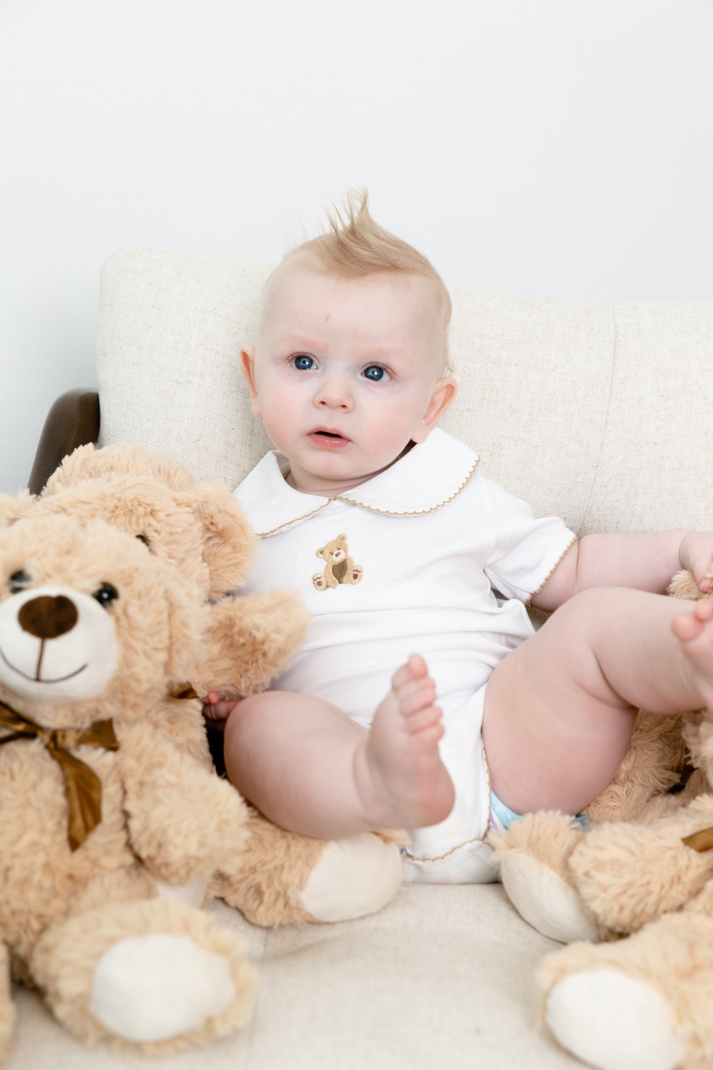 teddy bear collared short bodysuit