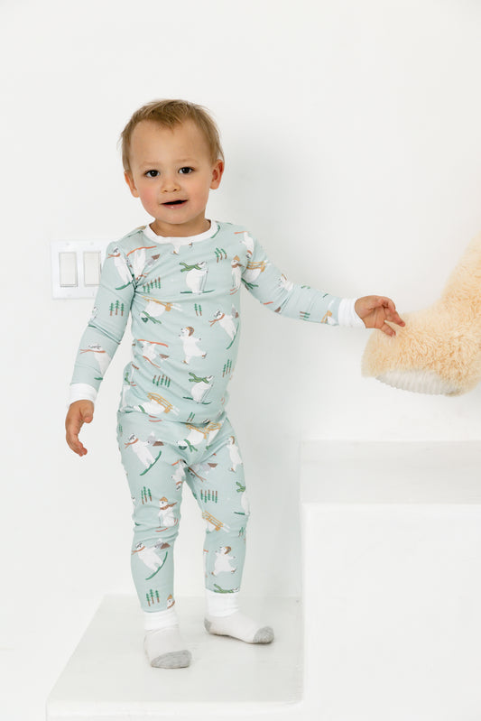 polar bear snow day long sleeve pajama set