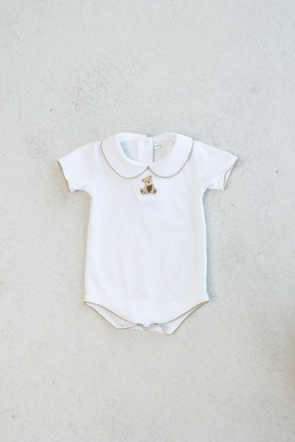 teddy bear collared short bodysuit