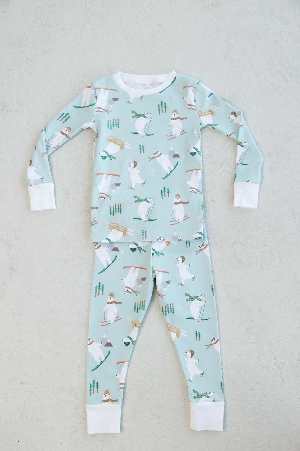polar bear snow day long sleeve pajama set