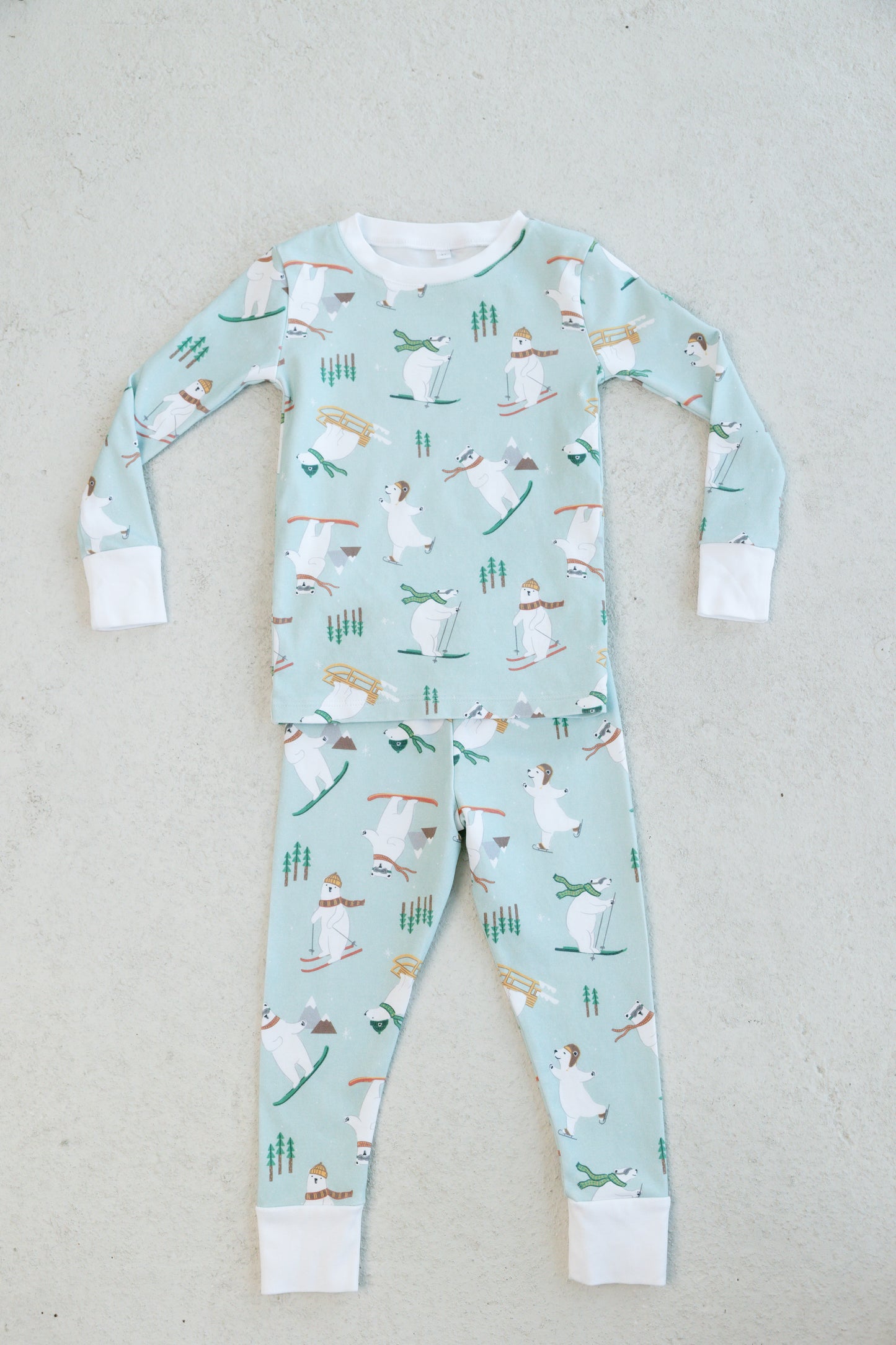 polar bear snow day long sleeve pajama set