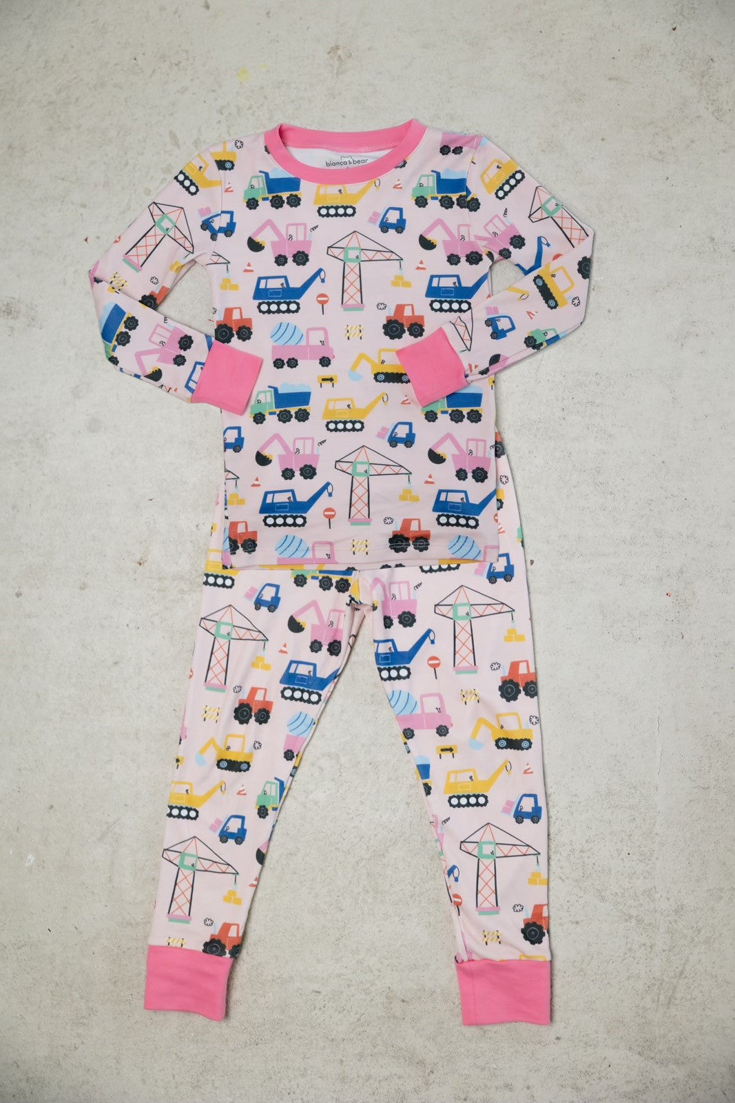 construction pink long sleeve pajama set