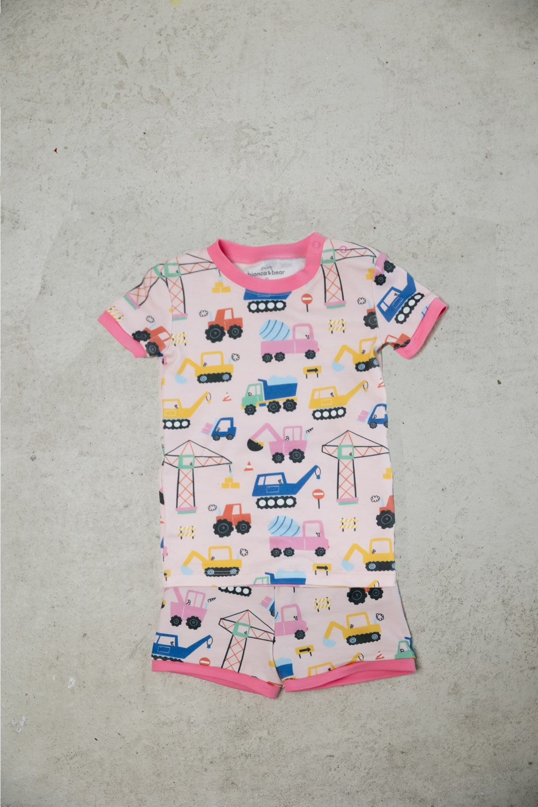 construction pink short sleeve pajama set