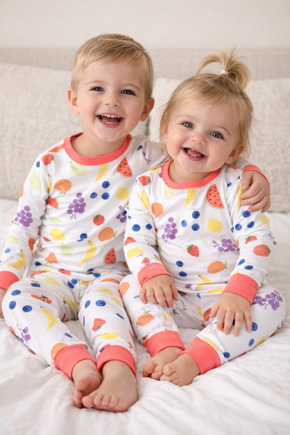 vitamin c coral long sleeve pajama set