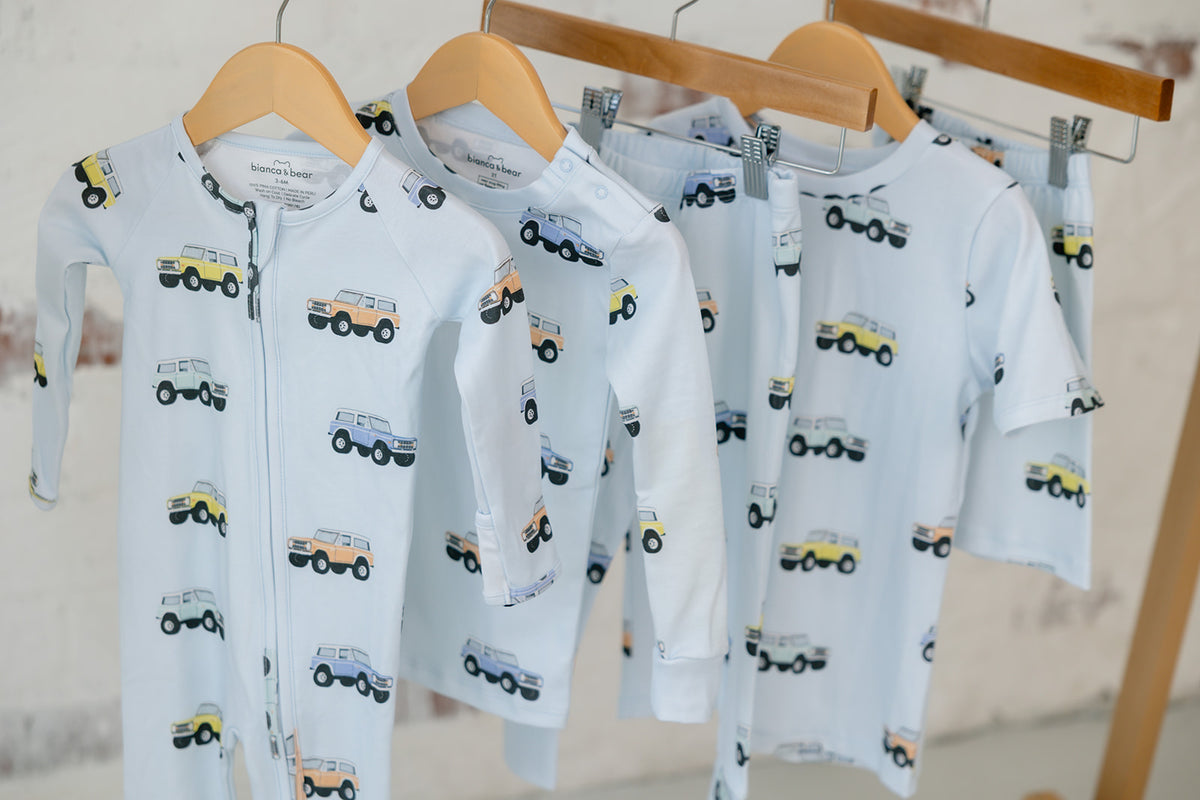 Bianca & Bear Bronco Pima cotton sleeper with coordinating Bronco styles