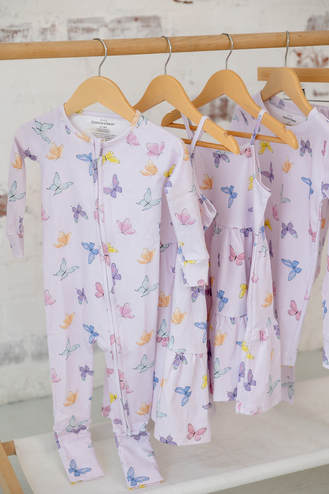 Bianca & Bear Butterfly Pima cotton sleeper with coordinating Butterfly dresses