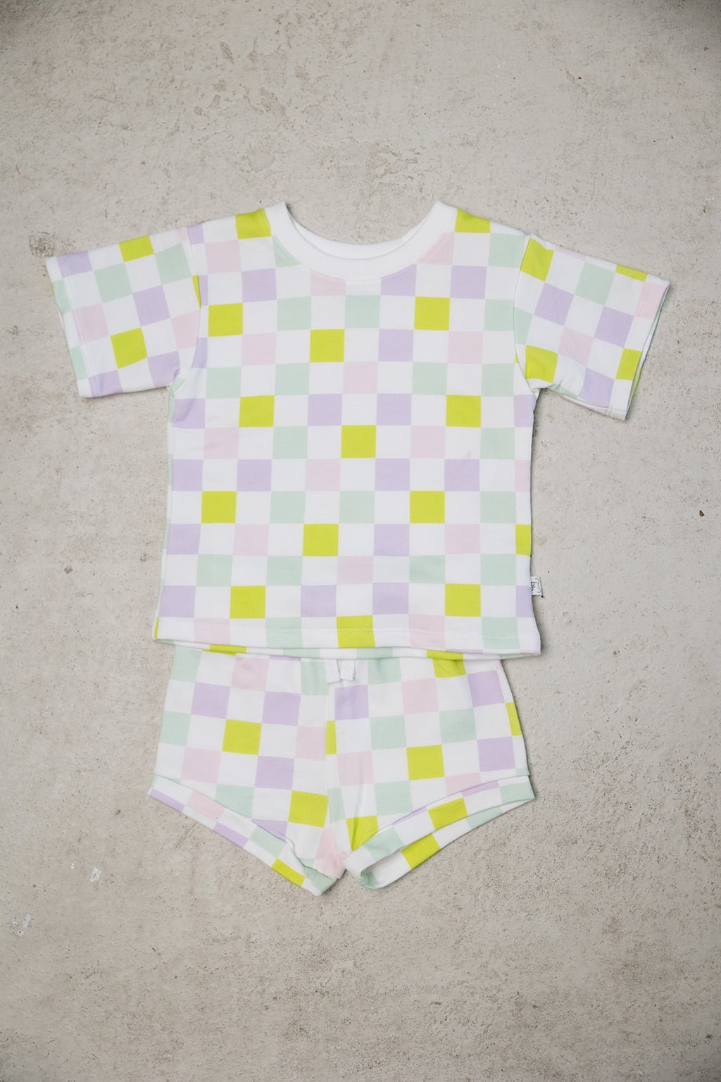 multi-checkered short set