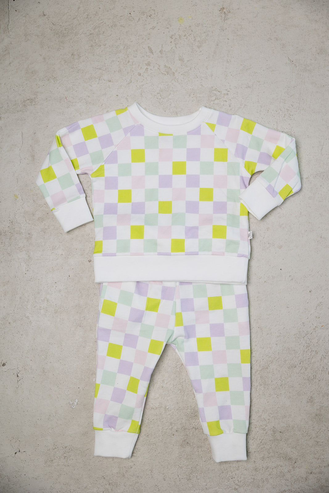 multi-checkered jogger set