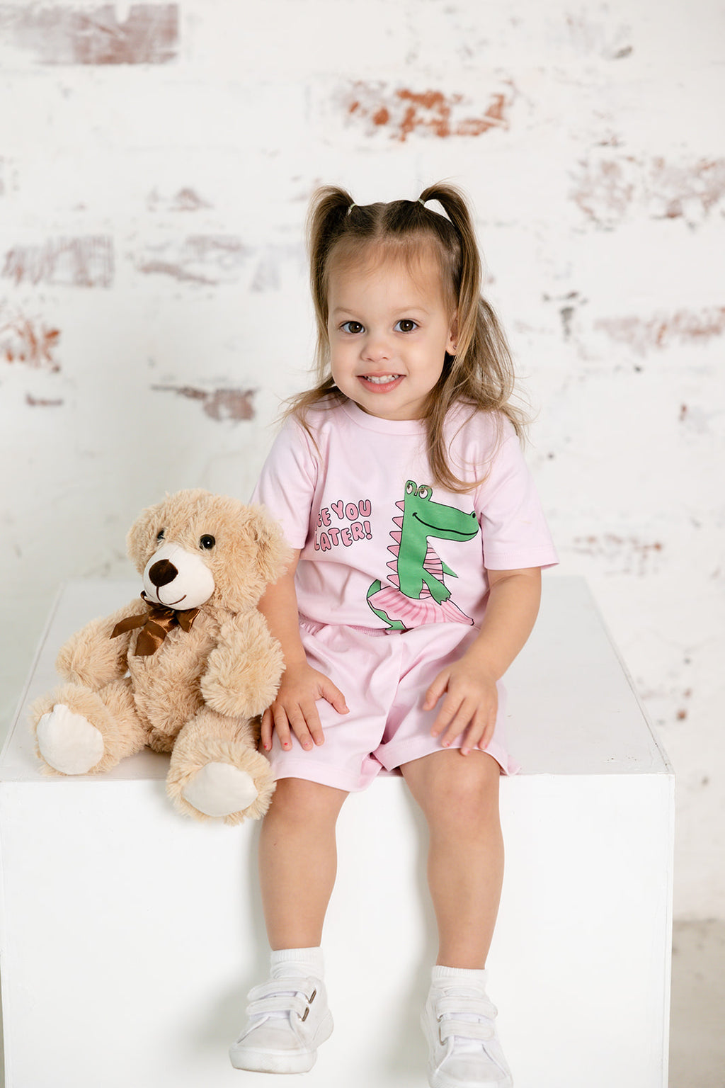 alligator pink short set